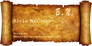 Birle Nándor névjegykártya